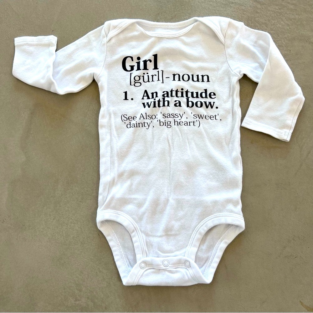 GIRL Defined Graphic Onesie, White, 12m‎